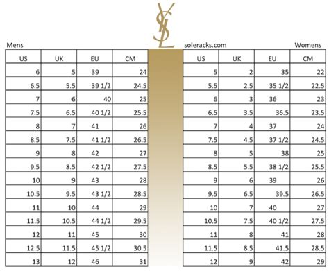 Yves Saint Laurent Size Chart 